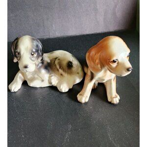 Vintage Olimco Japan Puppy Dogs Porcelain Figurine Beagle & Setter Dogs